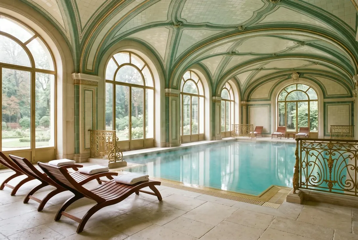 la piscine thermale et ses voûtes de carreaux