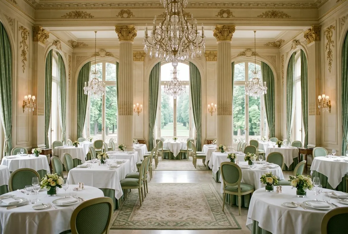 la salle à manger sous les lustres